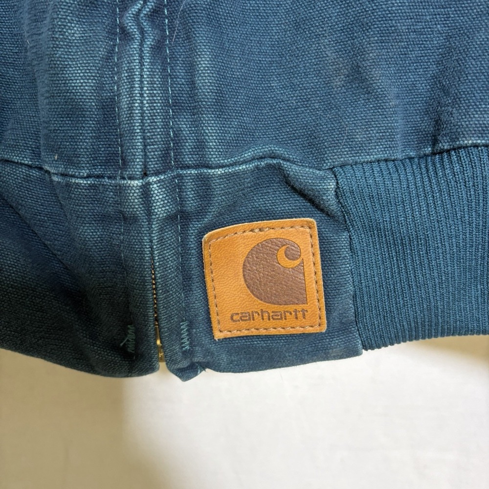 Vintage 90's Carhartt Santa Fe J14DTL Size Medium Blue/Teal 2XL Logo - Picture 8 of 8